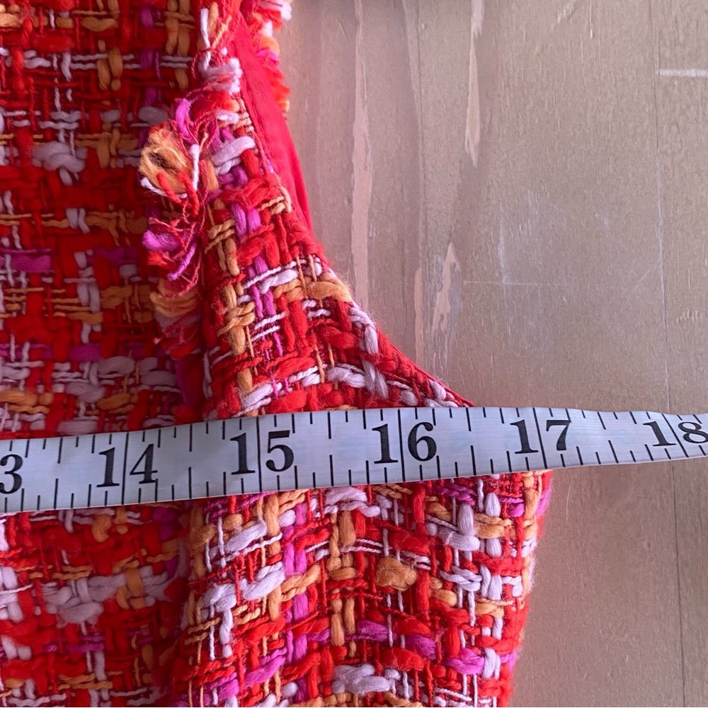 Elie Tahari 100% Cotton Andrea Seath Tweed Mini Dress Size 2 Vibrant Red Pockets - Picture 10 of 11